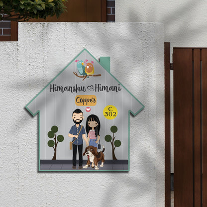 Customized Couple Name Plate with Pet & Birds - Sblossom