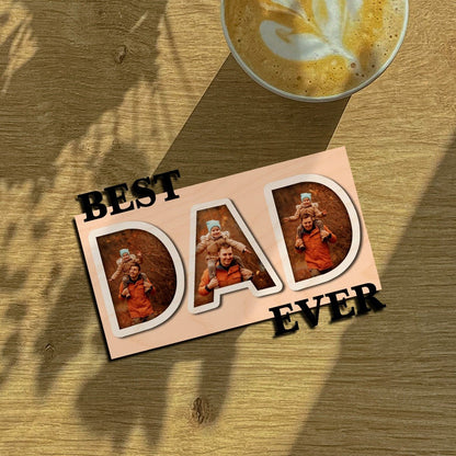 Dad Ever Letter Magnet in Wood with Cutout and 3 Photos Design, 6x4 Inch - Sblossom