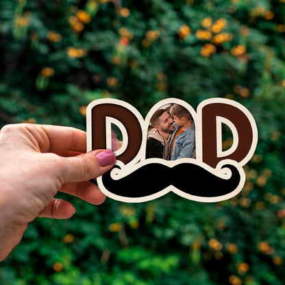 Dad Letter Cutout Magnet in Wood with 3D Photo Mustache Design, 4x3.5 Inch - Sblossom