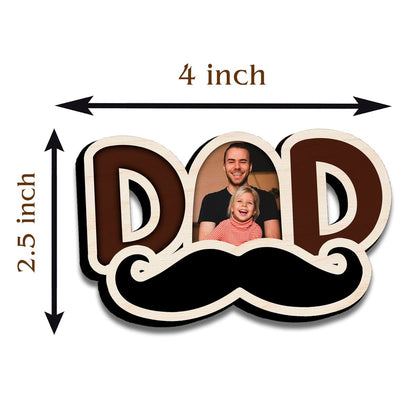 Dad Letter Cutout Magnet in Wood with 3D Photo Mustache Design, 4x3.5 Inch - Sblossom