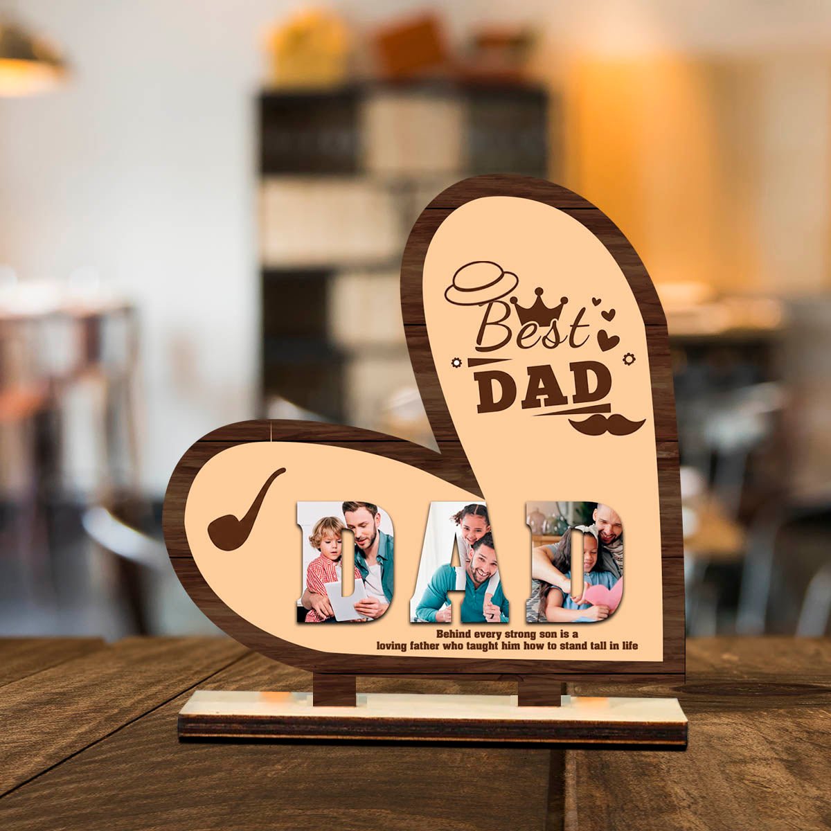 Dad Memory Keepsake in Wood – Personalized Photo Display - Sblossom