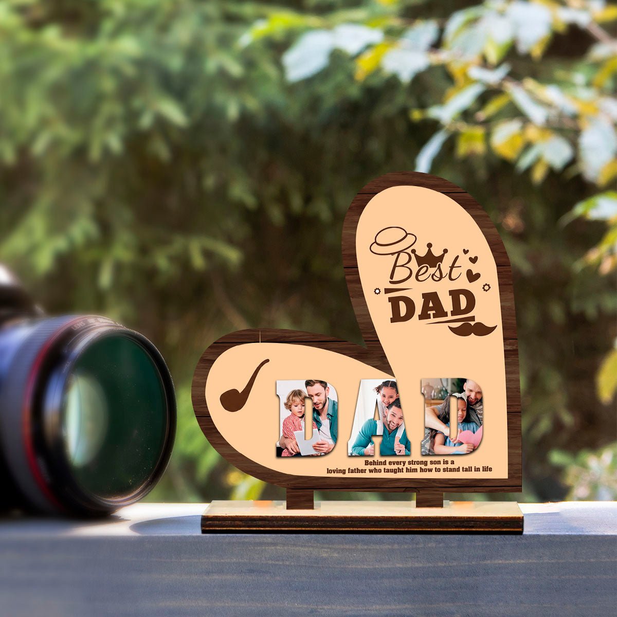 Dad Memory Keepsake in Wood – Personalized Photo Display - Sblossom