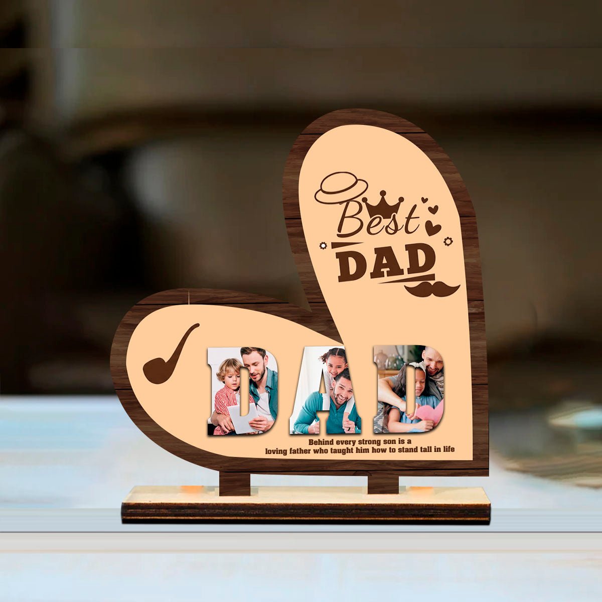 Dad Memory Keepsake in Wood – Personalized Photo Display - Sblossom