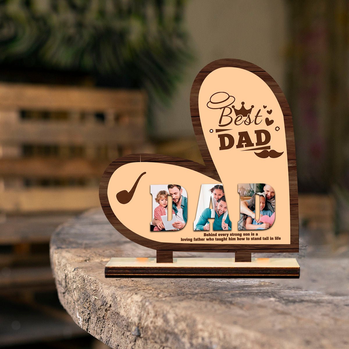 Dad Memory Keepsake in Wood – Personalized Photo Display - Sblossom