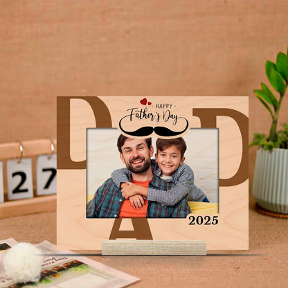 Dad Photo Frame in Wood with Personalized Fathers Day Design - Sblossom