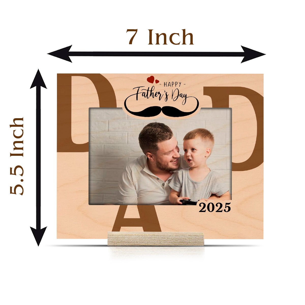 Dad Photo Frame in Wood with Personalized Fathers Day Design - Sblossom