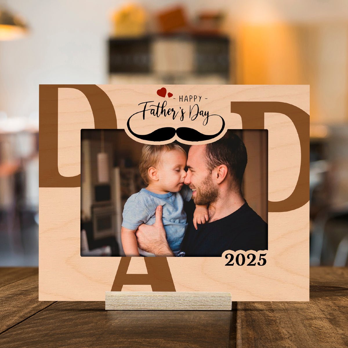Dad Photo Frame in Wood with Personalized Fathers Day Design - Sblossom