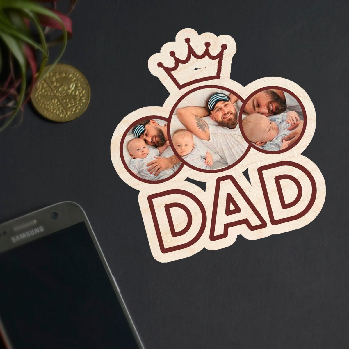 Dad Photo Magnet Cutout – Personalized DAD Letter Wood - Sblossom