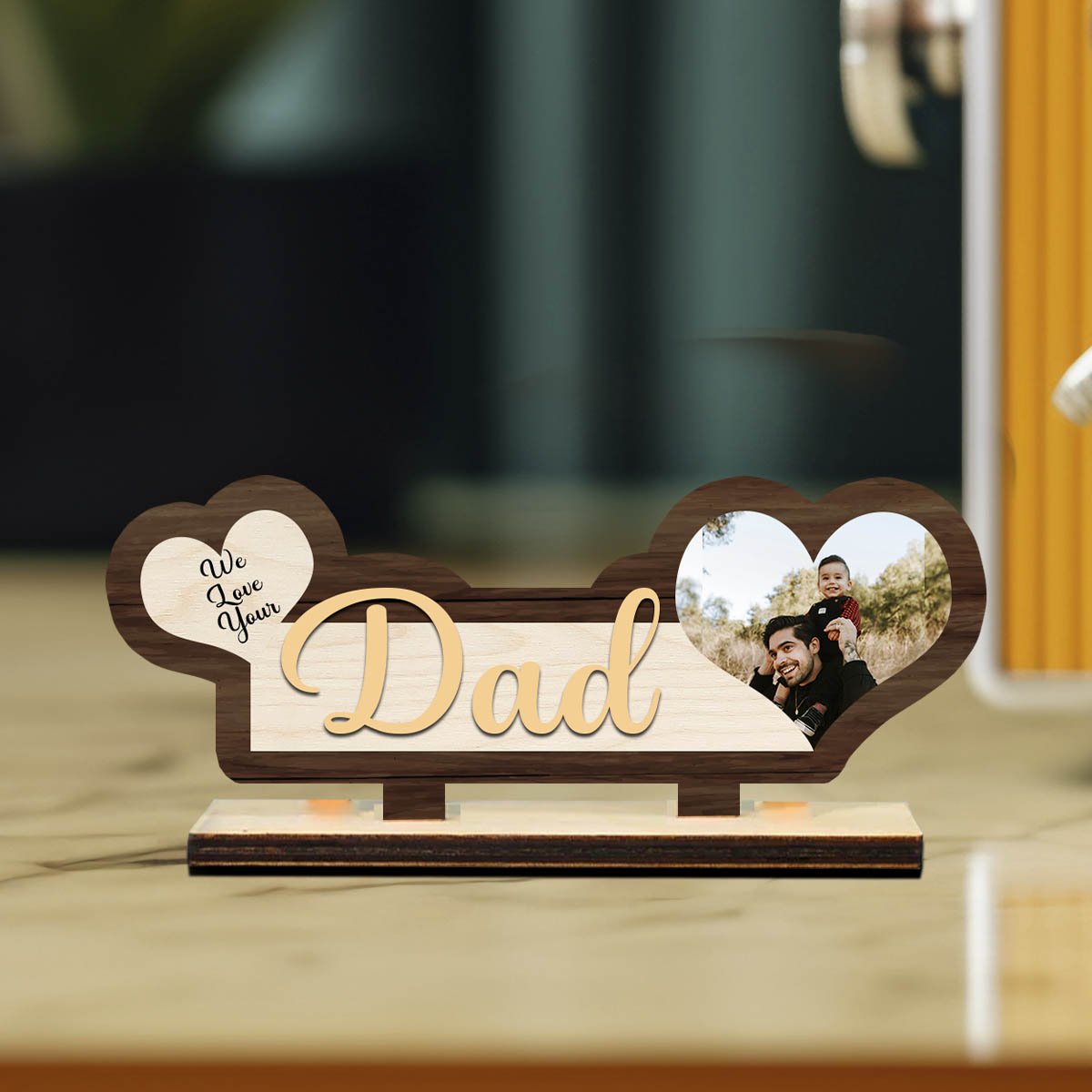 Dad Photo Plaque in Wood – Personalized Table Decor - Sblossom