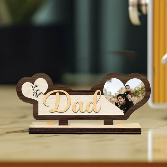Dad Photo Plaque in Wood – Personalized Table Decor - Sblossom