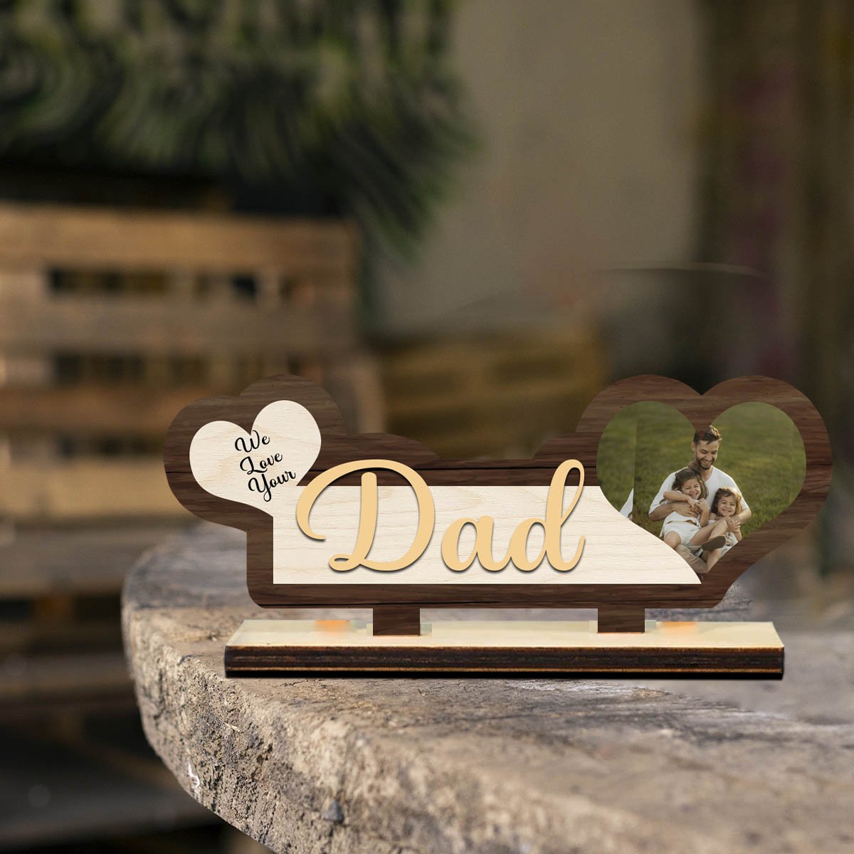 Dad Photo Plaque in Wood – Personalized Table Decor - Sblossom