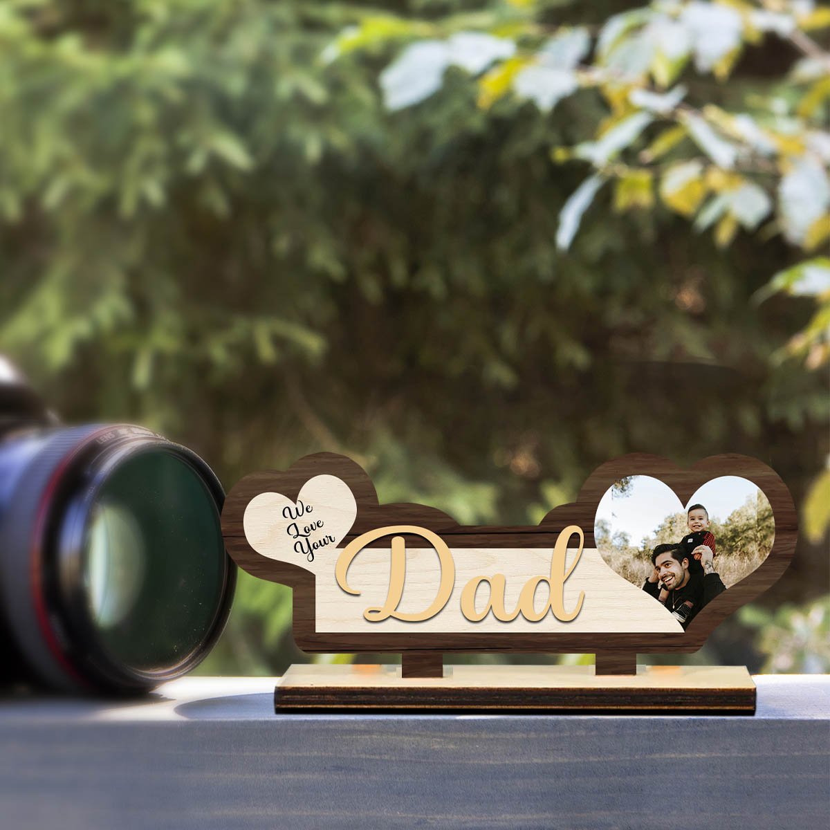 Dad Photo Plaque in Wood – Personalized Table Decor - Sblossom