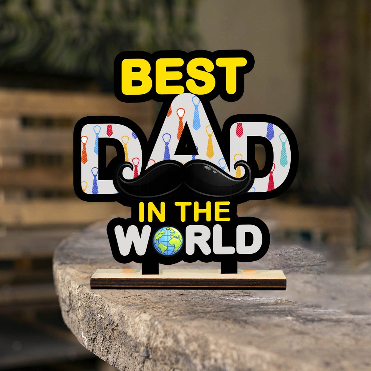 Dad Tabletop Wood Gift – Best Dad in the World Cutout - Sblossom