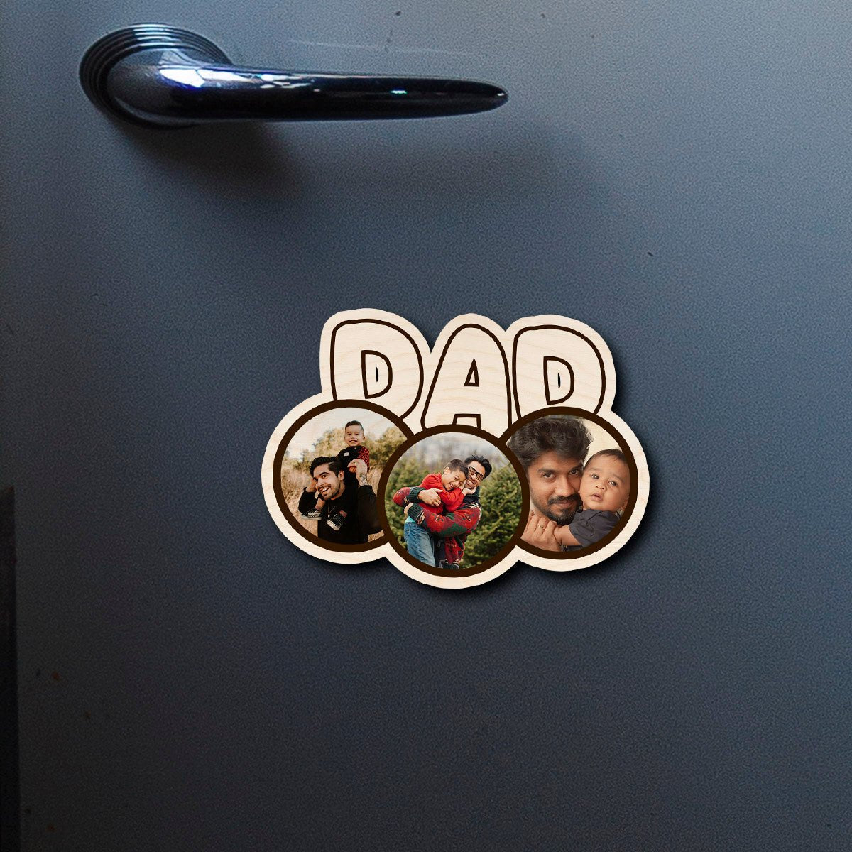 Dad Three Photo Magnet – 3D Bubble Cutout Wood - Sblossom