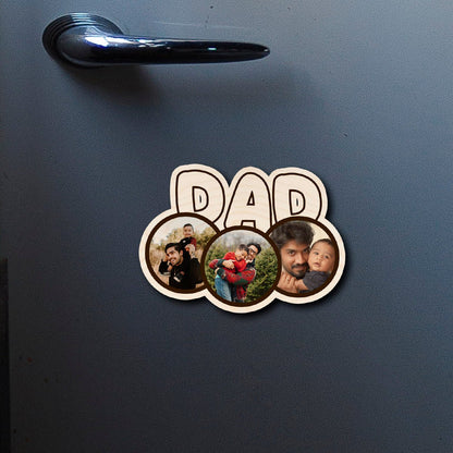 Dad Three Photo Magnet – 3D Bubble Cutout Wood - Sblossom