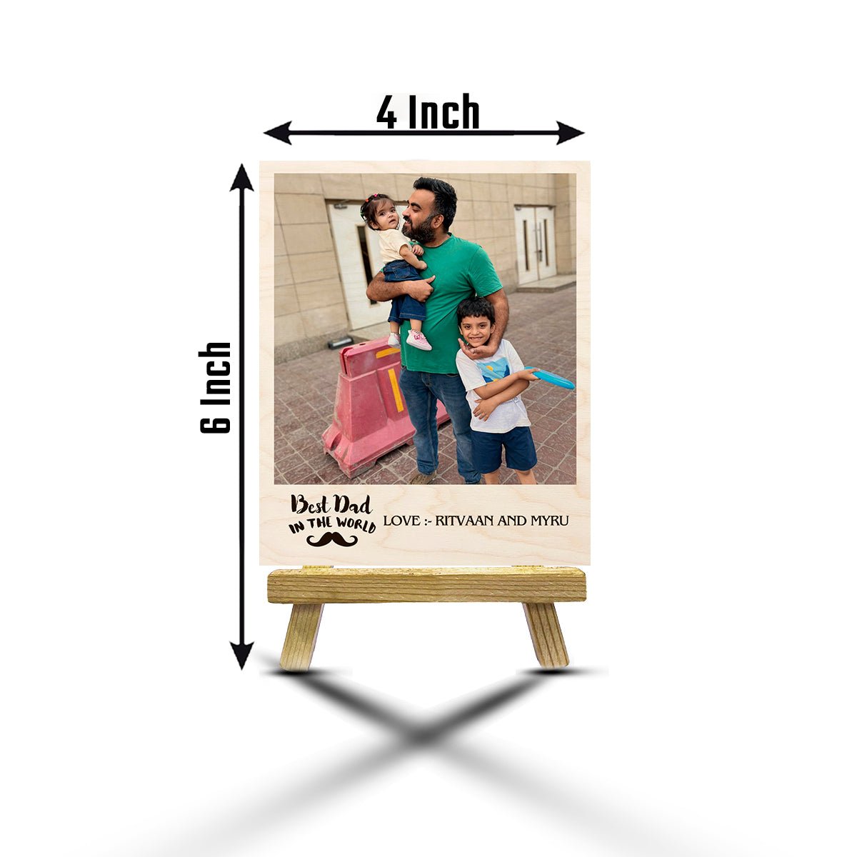 Dad Wood Print with Stand and Personalized Photo for Father - Sblossom