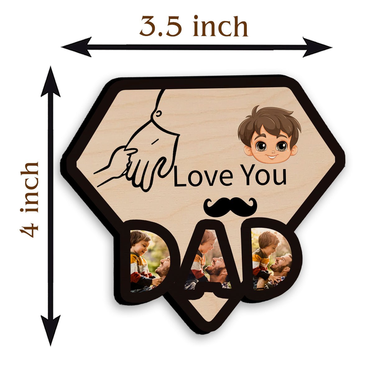 Daddy Fridge Magnet Photo in Wood with Fathers Day Design - Sblossom