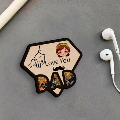 Daddy Fridge Magnet Photo in Wood with Fathers Day Design - Sblossom