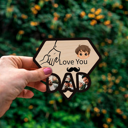 Daddy Fridge Magnet Photo in Wood with Fathers Day Design - Sblossom