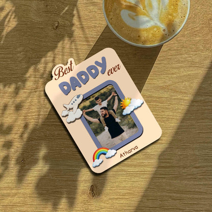 Daddy Photo Frame Magnet – 3D Personalized Print Wood - Sblossom