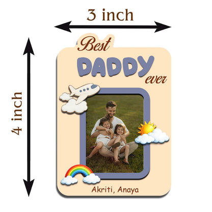 Daddy Photo Frame Magnet – 3D Personalized Print Wood - Sblossom