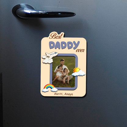 Daddy Photo Frame Magnet – 3D Personalized Print Wood - Sblossom