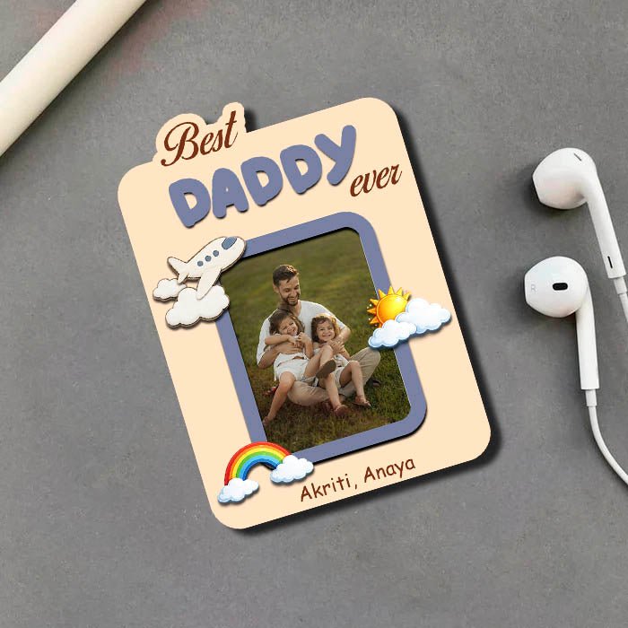 Daddy Photo Frame Magnet – 3D Personalized Print Wood - Sblossom