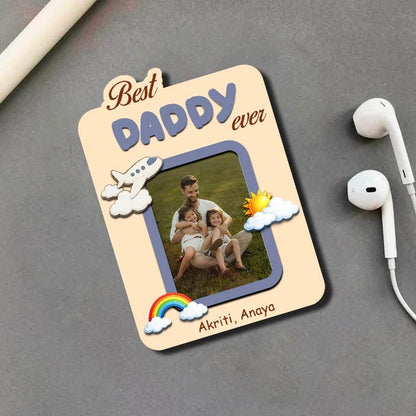 Daddy Photo Frame Magnet – 3D Personalized Print Wood - Sblossom