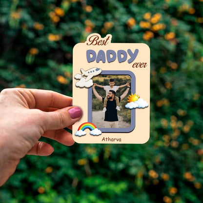 Daddy Photo Frame Magnet – 3D Personalized Print Wood - Sblossom