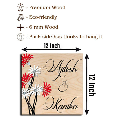 Daisy Name Plate Design – Red & White Couple in 3D - Sblossom