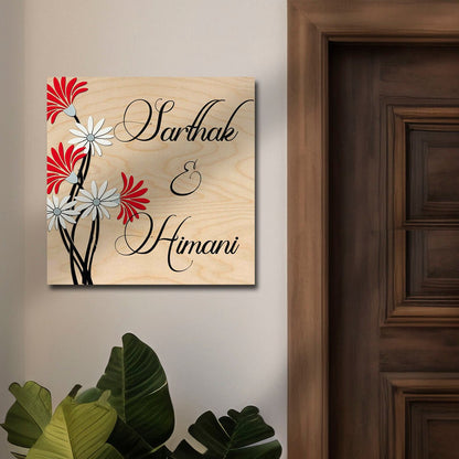 Daisy Name Plate Design – Red & White Couple in 3D - Sblossom