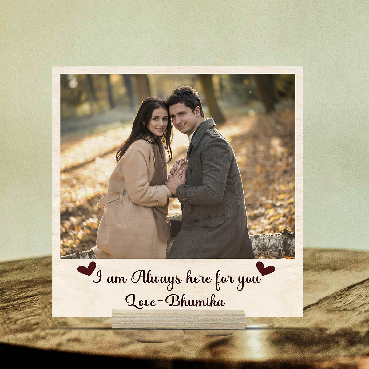 Digital Photo Print for Table – Personalized Wood Picture - Sblossom