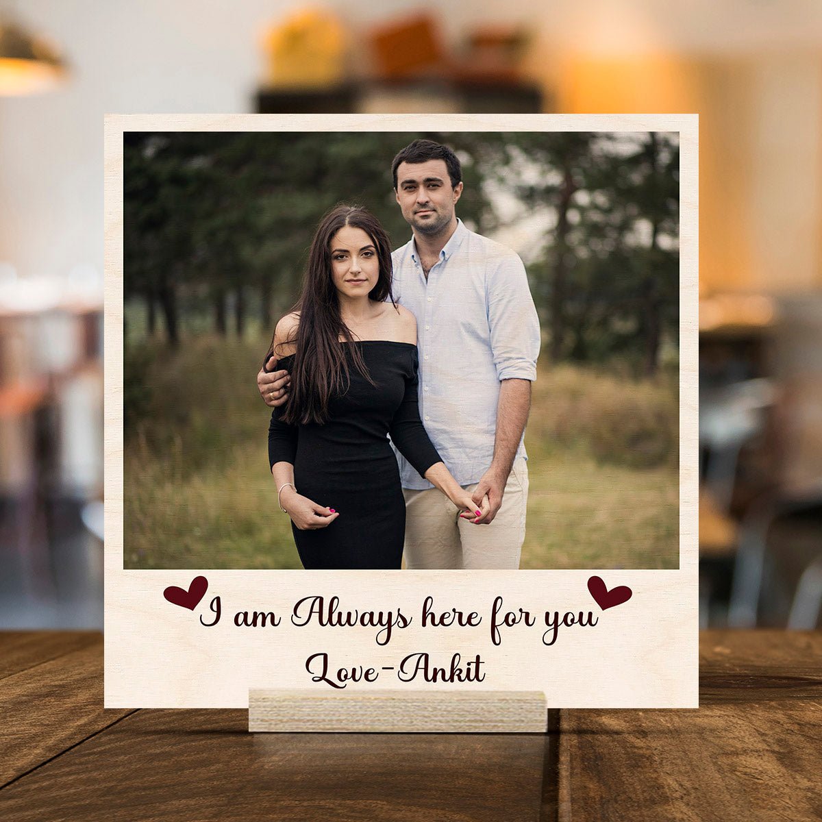 Digital Photo Print for Table – Personalized Wood Picture - Sblossom