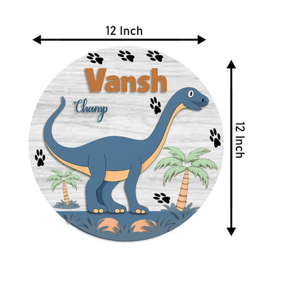 Dinosaur Name Plate for Kids Room – Blue Dino in 3D - Sblossom