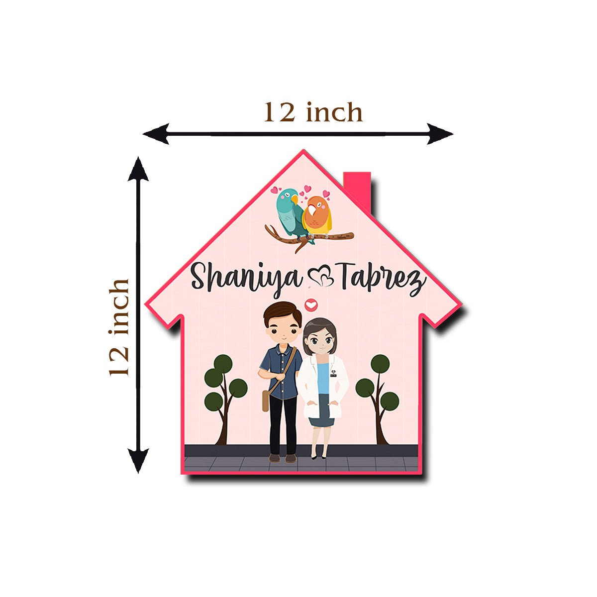 Doctor Couple House-Shape Name Plate for Home Door - Sblossom