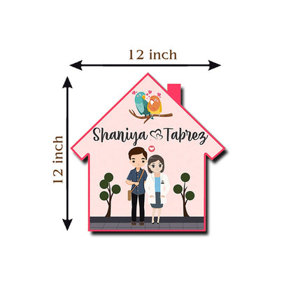 Doctor Couple House-Shape Name Plate for Home Door - Sblossom