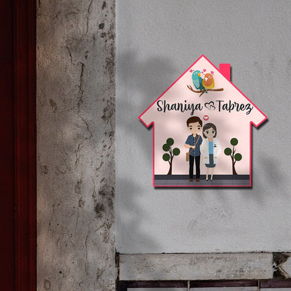 Doctor Couple House-Shape Name Plate for Home Door - Sblossom