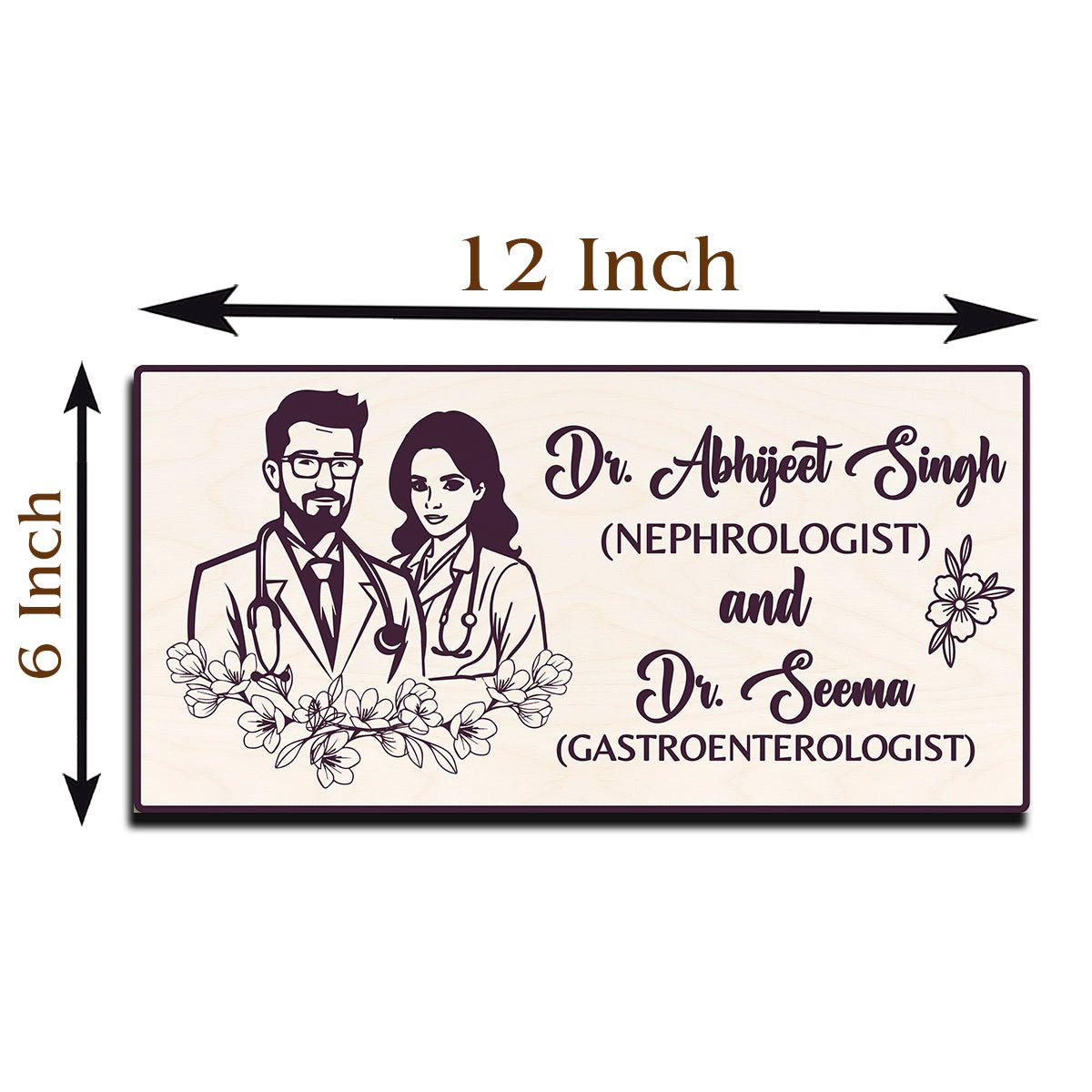 Doctor Couple Name Plate for Office – Line Art Design - Sblossom