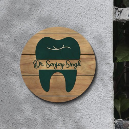Doctor Name Plate for Home – Dental Tooth Design - Sblossom