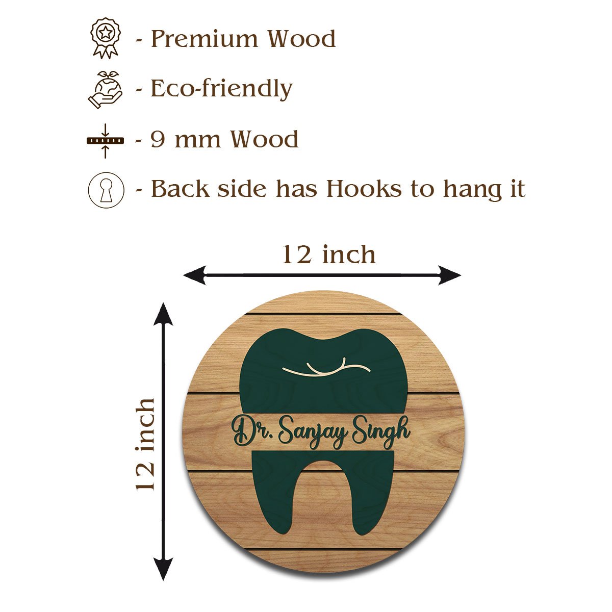 Doctor Name Plate for Home – Dental Tooth Design - Sblossom