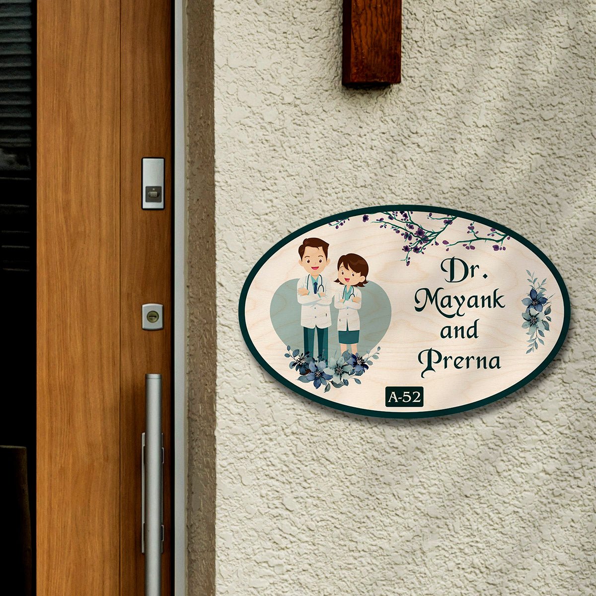 Doctor Wooden Name Plate – Couple Oval for Clinic - Sblossom
