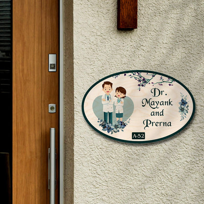 Doctor Wooden Name Plate – Couple Oval for Clinic - Sblossom