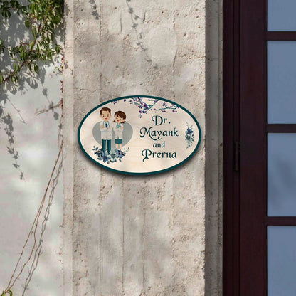 Doctor Wooden Name Plate – Couple Oval for Clinic - Sblossom