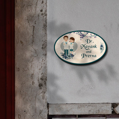Doctor Wooden Name Plate – Couple Oval for Clinic - Sblossom