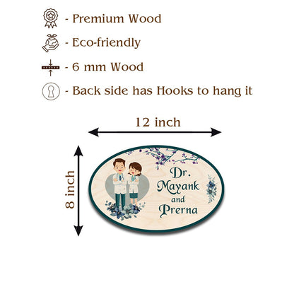 Doctor Wooden Name Plate – Couple Oval for Clinic - Sblossom