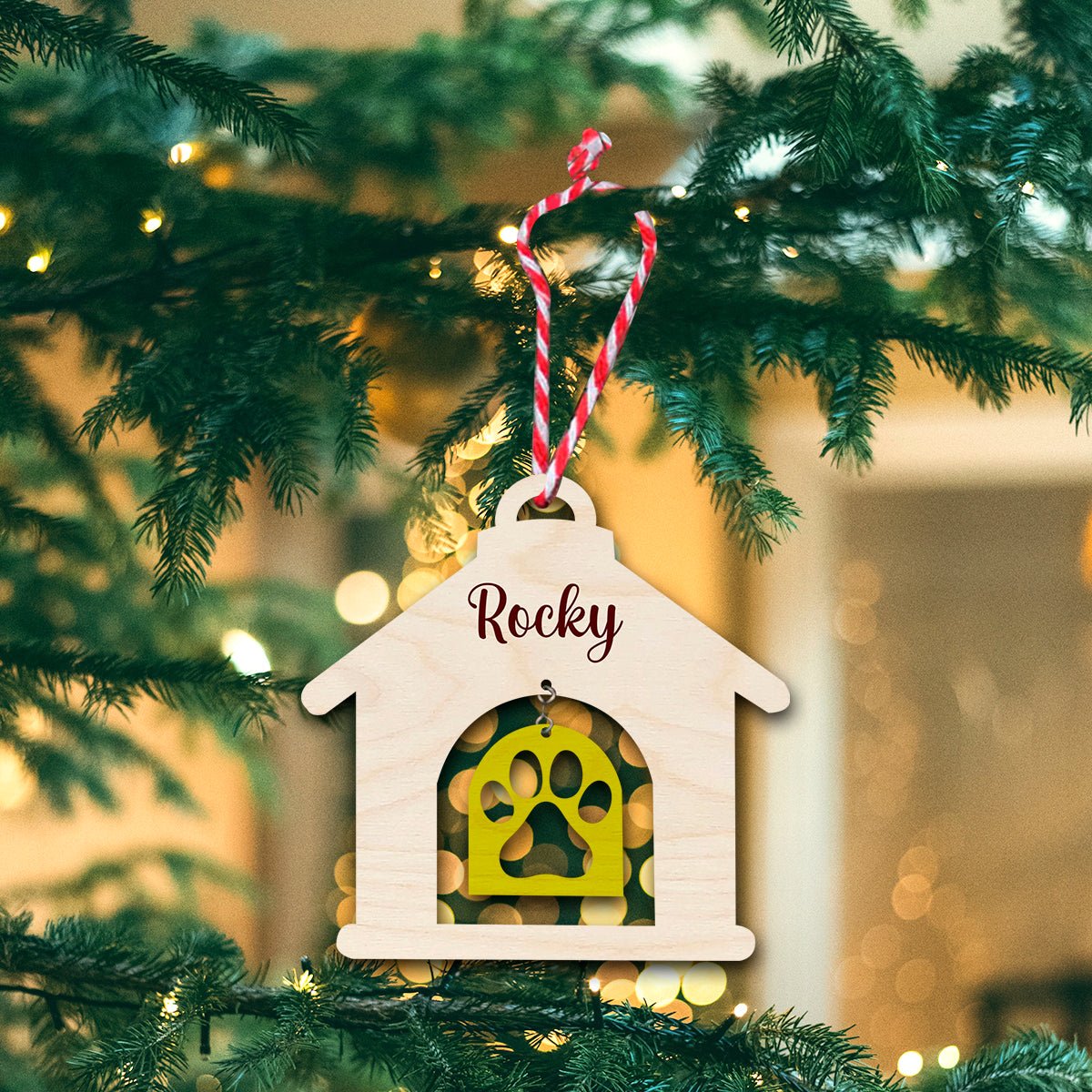 Dog House Christmas Ornament – Custom Pet Name Sign - Sblossom