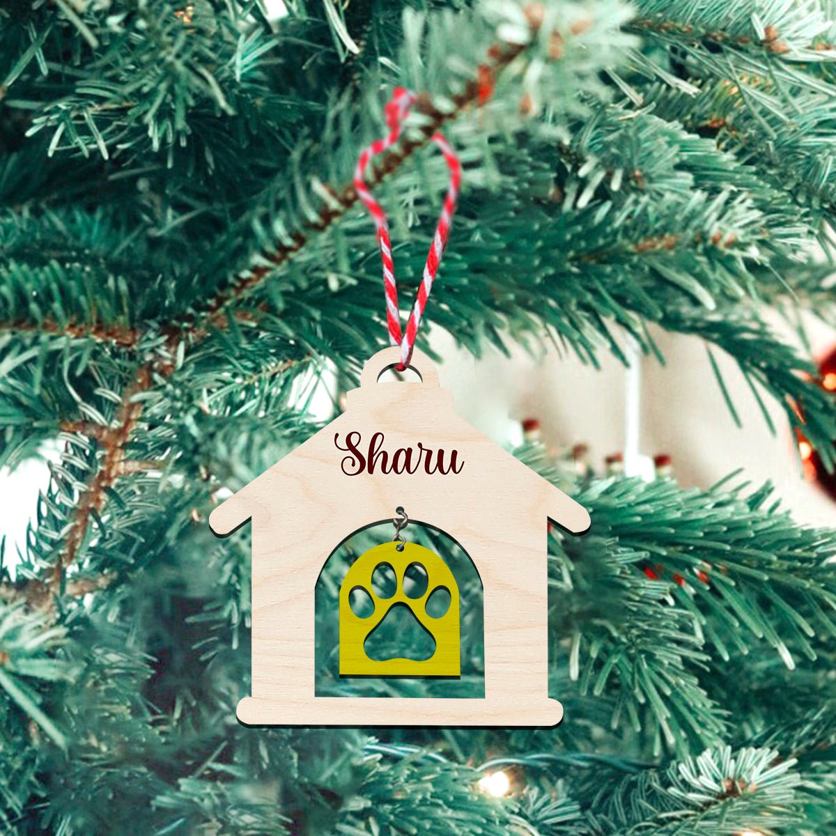 Dog House Christmas Ornament – Custom Pet Name Sign - Sblossom