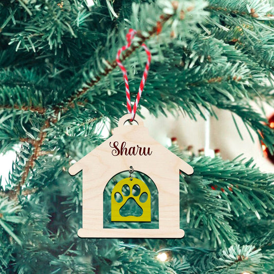 Dog House Christmas Ornament – Custom Pet Name Sign - Sblossom