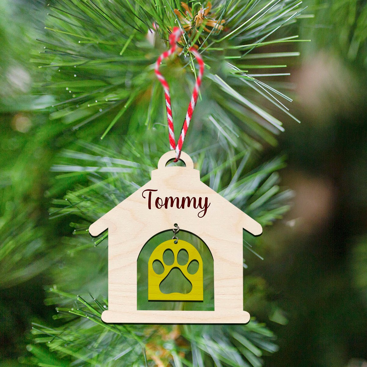 Dog House Christmas Ornament – Custom Pet Name Sign - Sblossom