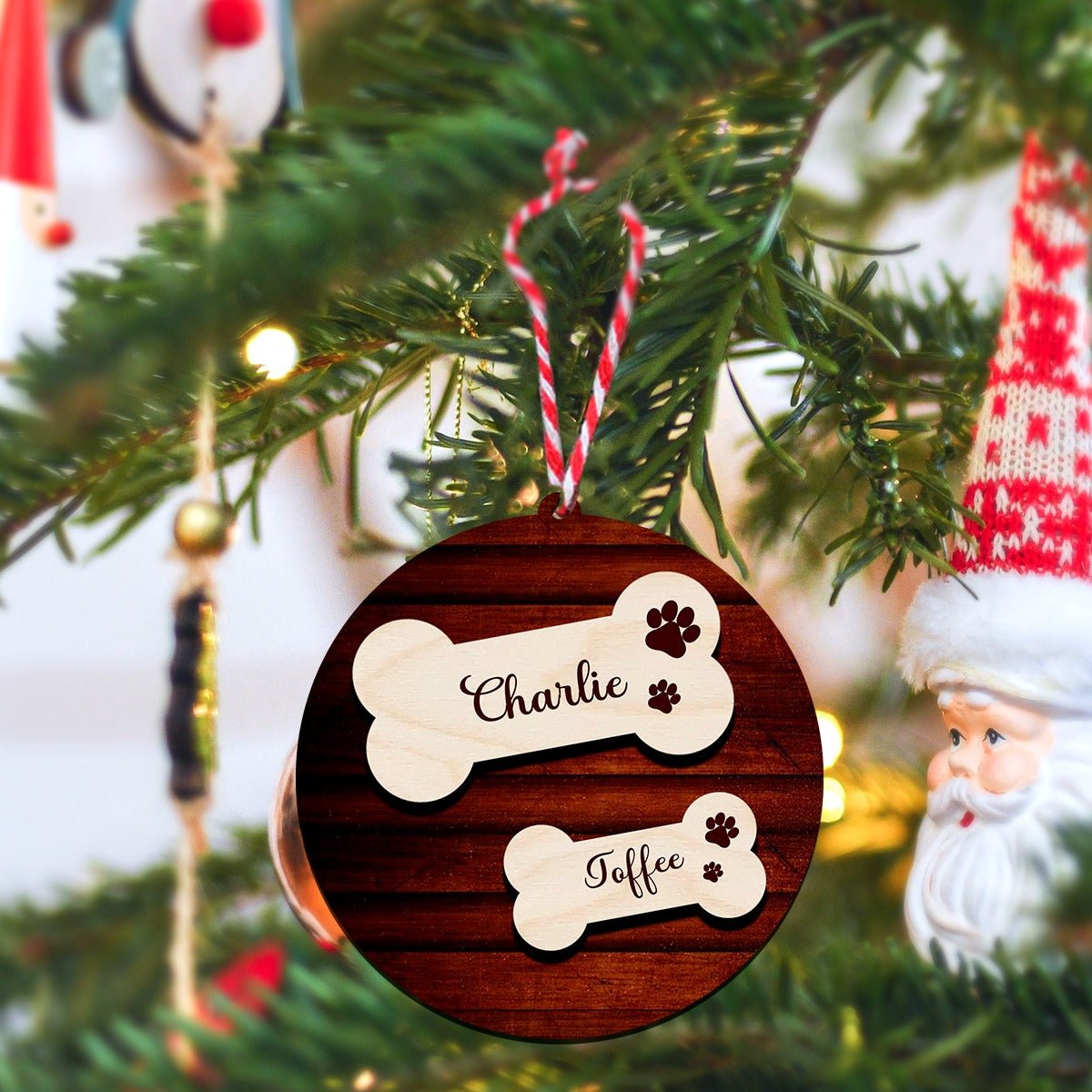 Dog Name Christmas Ornament – Personalized Pet Design - Sblossom